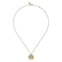Load image into Gallery viewer, 14KT yellow gold round diamond cut texture necklace, with 0....

