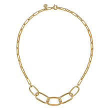 Load image into Gallery viewer, 14KT yellow gold hollow large graduated oval link necklace, ...
