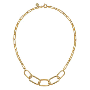 14KT yellow gold hollow large graduated oval link necklace, ...