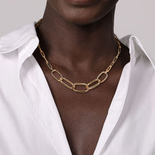 Load image into Gallery viewer, 14KT yellow gold hollow large graduated oval link necklace, ...
