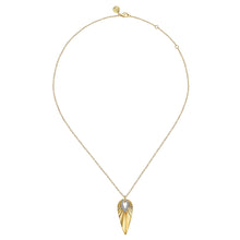 Load image into Gallery viewer, 14KT yellow gold pear drop necklace with fluted pattern and ...
