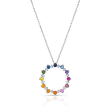 Load image into Gallery viewer, 14KT white gold necklace with 1.87ctw round multi-colored sa...
