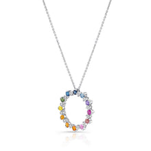 Load image into Gallery viewer, 14KT white gold necklace with 1.87ctw round multi-colored sa...

