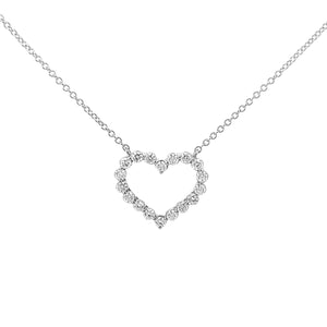 14KT white gold heart necklace with 0.43ctw round diamonds, ...