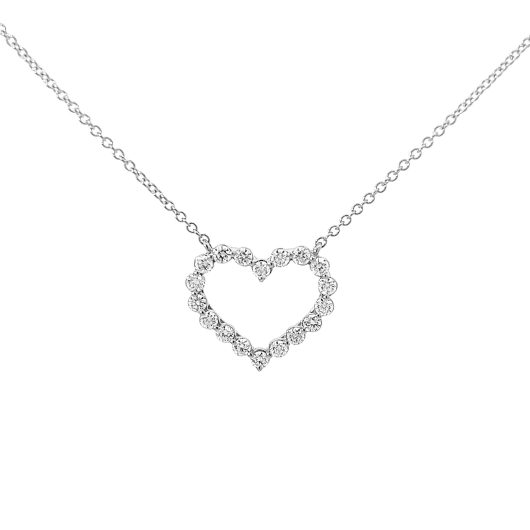 14KT white gold heart necklace with 0.43ctw round diamonds, ...
