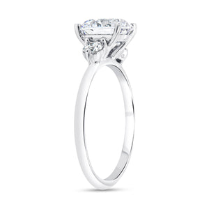 14KT white gold three stone engagement ring with 0.22ctw rou...