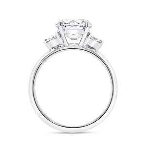 14KT white gold three stone engagement ring with 0.22ctw rou...