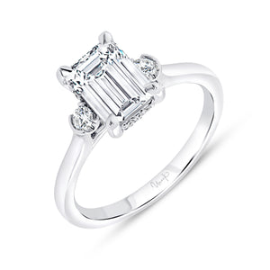 Platinum three stone underhalo engagement ring with 0.14ctw ...