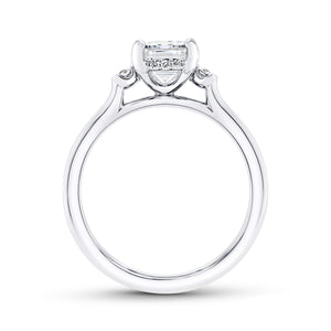 Platinum three stone underhalo engagement ring with 0.14ctw ...