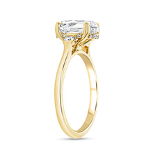 Load image into Gallery viewer, 18KT yellow gold half bezel set three stone engagement ring ...
