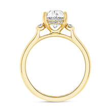 Load image into Gallery viewer, 18KT yellow gold half bezel set three stone engagement ring ...
