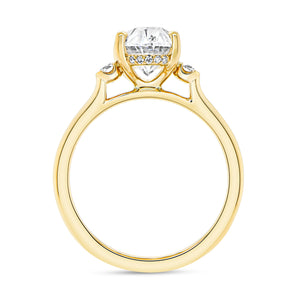 18KT yellow gold half bezel set three stone engagement ring ...