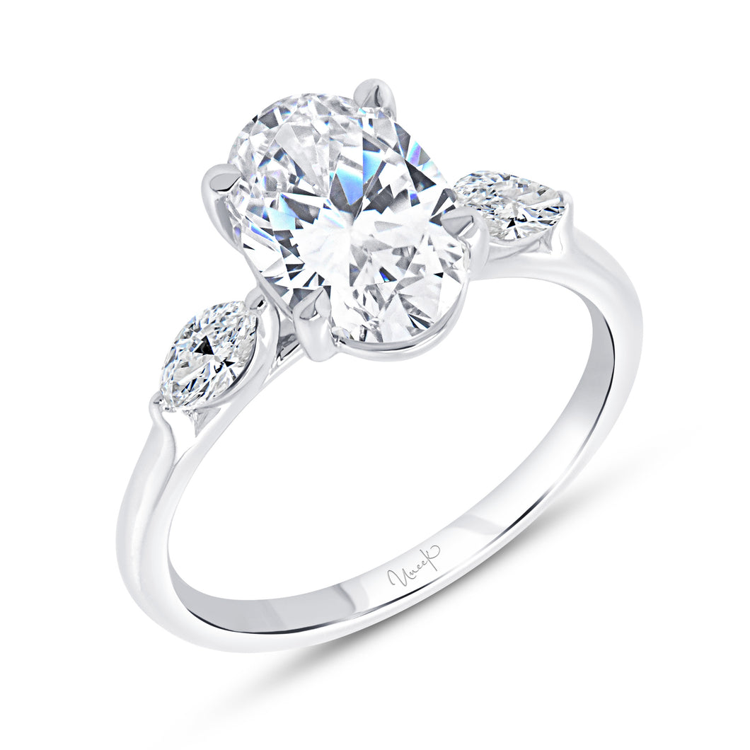 Platinum three stone engagement ring with 0.35ctw marquise d...