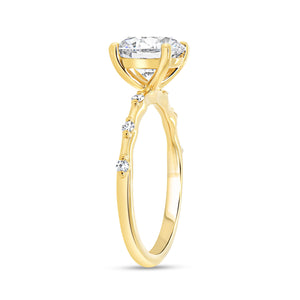 18KT yellow gold spaced shoulder setting engagement ring wit...