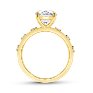 18KT yellow gold spaced shoulder setting engagement ring wit...