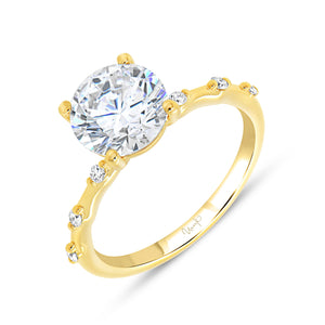 18KT yellow gold spaced shoulder setting engagement ring wit...