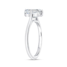 Load image into Gallery viewer, 18KT white gold cathedral solitaire engagement ring, emerald...
