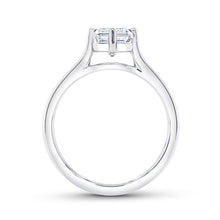 Load image into Gallery viewer, 18KT white gold cathedral solitaire engagement ring, emerald...
