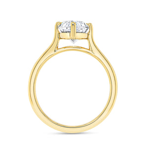 18KT yellow gold cathedral solitaire engagement ring, oval c...