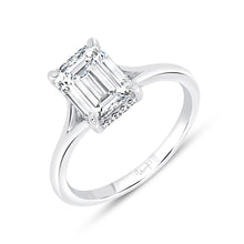 Load image into Gallery viewer, Platinum underhalo engagement ring with 0.08ctw round diamon...
