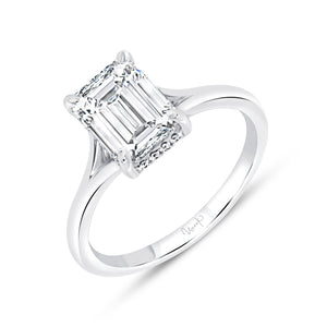 Platinum underhalo engagement ring with 0.08ctw round diamon...