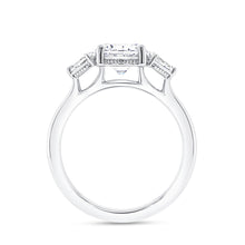 Load image into Gallery viewer, Platinum three stone engagment ring with 0.26ctw pear shaped...
