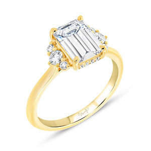 18KT yellow gold cluster side stone engagement ring with 0.2...