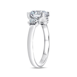 14KT white gold three stone engagement ring with 0.50ctw rou...