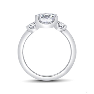 14KT white gold three stone engagement ring with 0.50ctw rou...