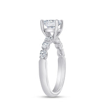 Load image into Gallery viewer, Platinum diamond accented engagement ring with 0.58ctw pear ...
