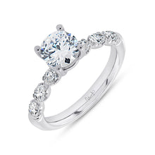 Load image into Gallery viewer, Platinum diamond accented engagement ring with 0.58ctw pear ...
