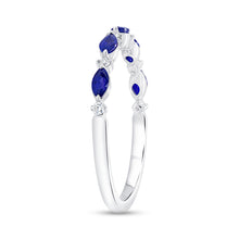 Load image into Gallery viewer, 14KT white gold alternating diamond and sapphire wedding ban...
