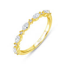 Load image into Gallery viewer, 14KT yellow gold alternating wedding band with 0.30ctw marqu...
