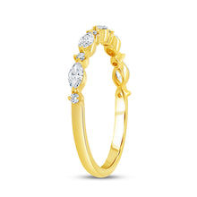 Load image into Gallery viewer, 14KT yellow gold alternating wedding band with 0.30ctw marqu...
