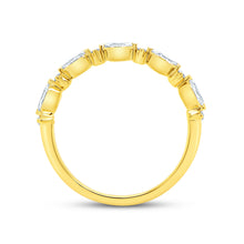 Load image into Gallery viewer, 14KT yellow gold alternating wedding band with 0.30ctw marqu...
