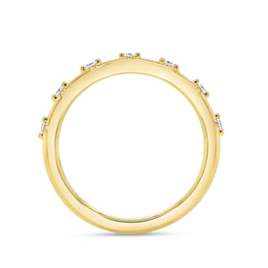 18KT yellow gold space setting band with 0.11ctw round diamo...