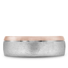 Load image into Gallery viewer, 14KT white and rose gold band with diamond brush and sandpap...
