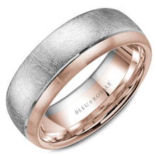 Load image into Gallery viewer, 14KT white and rose gold band with diamond brush and sandpap...
