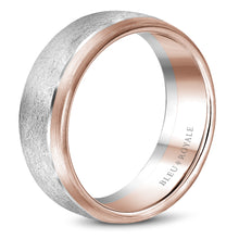 Load image into Gallery viewer, 14KT white and rose gold band with diamond brush and sandpap...
