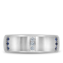 Load image into Gallery viewer, 14KT white gold band with 0.23ctw round sapphires (9 qty) an...

