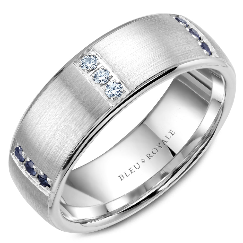 14KT white gold band with 0.23ctw round sapphires (9 qty) an...