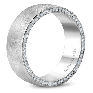 14KT white gold band with diamond brushed center and 0.66ctw...