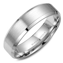 Load image into Gallery viewer, 14KT white gold band with sandpaper center and polished beve...
