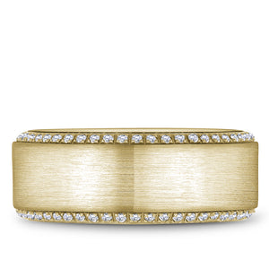 14KT yellow gold band with brushed center and 0.64ctw round ...