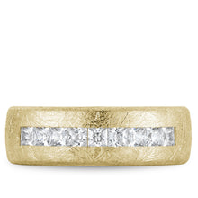 Load image into Gallery viewer, 14KT yellow and white gold band with diamond brushed finish ...
