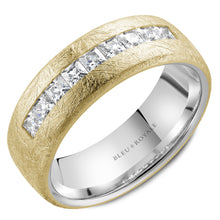 Load image into Gallery viewer, 14KT yellow and white gold band with diamond brushed finish ...
