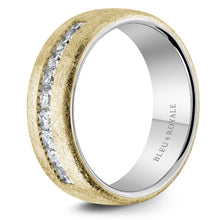 Load image into Gallery viewer, 14KT yellow and white gold band with diamond brushed finish ...
