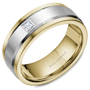 14KT white and yellow gold band with sandpaper center and 0....