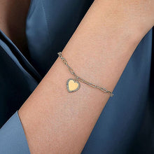 Load image into Gallery viewer, 14KT yellow gold hollow paperclip bracelet with heart charm,...
