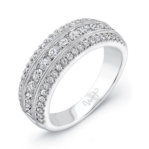 14KT White Gold Three Row Band with 0.95ctw diamonds, G/H-VS...